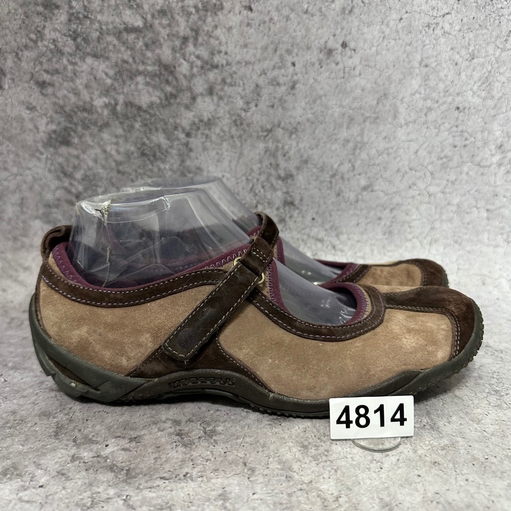 Merrell Circuit Mary Jane Shoes Womens 8.5 Brown Tan Suede J75040 Comfort Flat